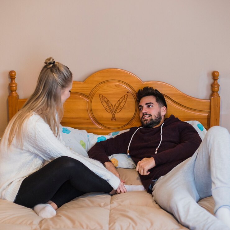 beautiful couple in home clothes